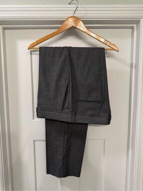 Men's Tailored Dark Gray Dress Pants - Classic Formal Trousers - 38x32